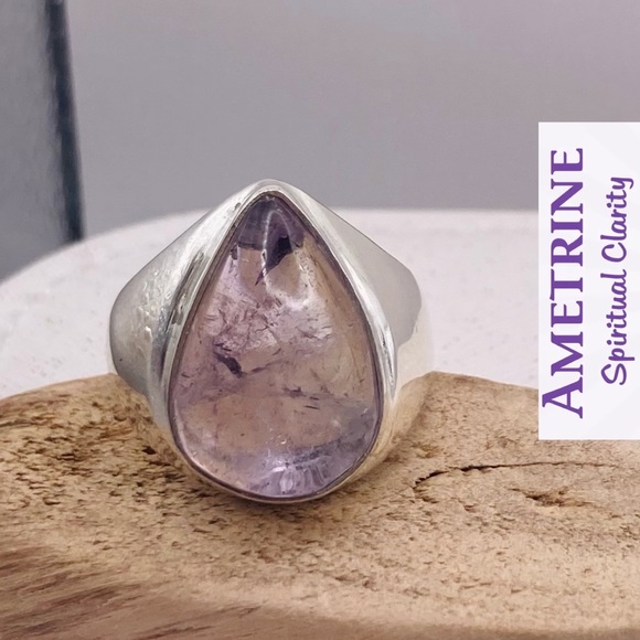 Natural Ametrine Quartz Gemstone Handmade Ring - Picture 3 of 8